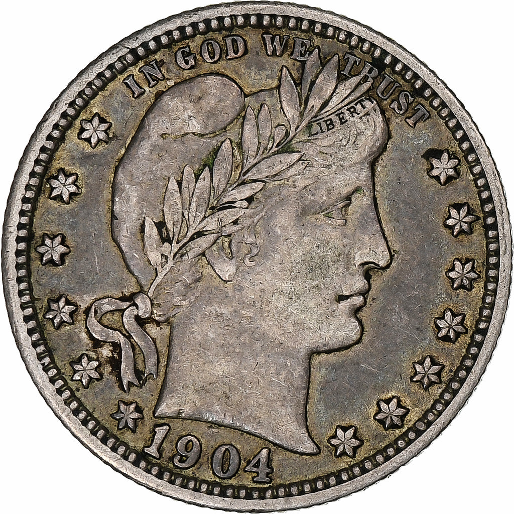 United States, Quarter, Barber, 1904, Philadelphia, Silver, EF(40-45), KM:114