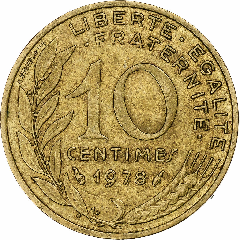 Frankrijk, 10 Centimes, Marianne, 1978, Pessac, Aluminum-Bronze, ZF