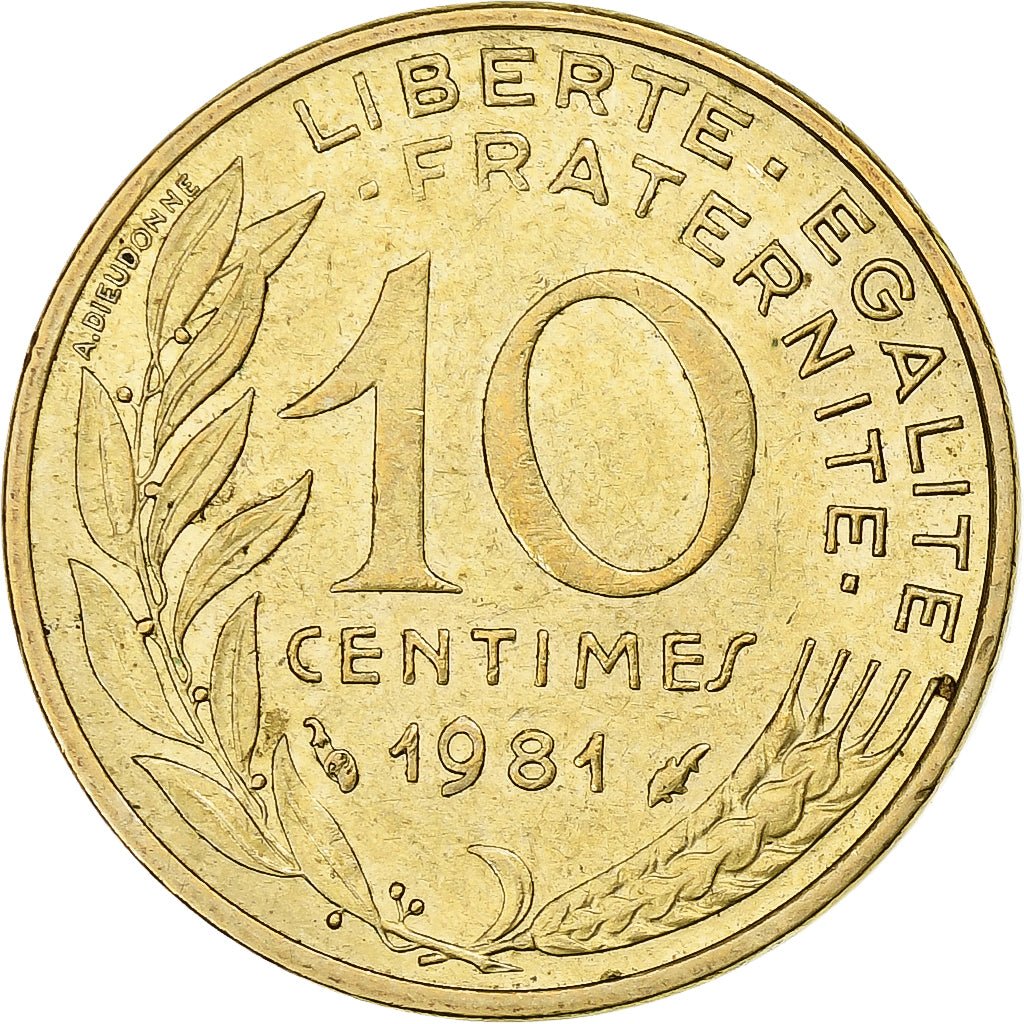 Frankrijk, 10 Centimes, Marianne, 1981, Pessac, Aluminum-Bronze, ZF