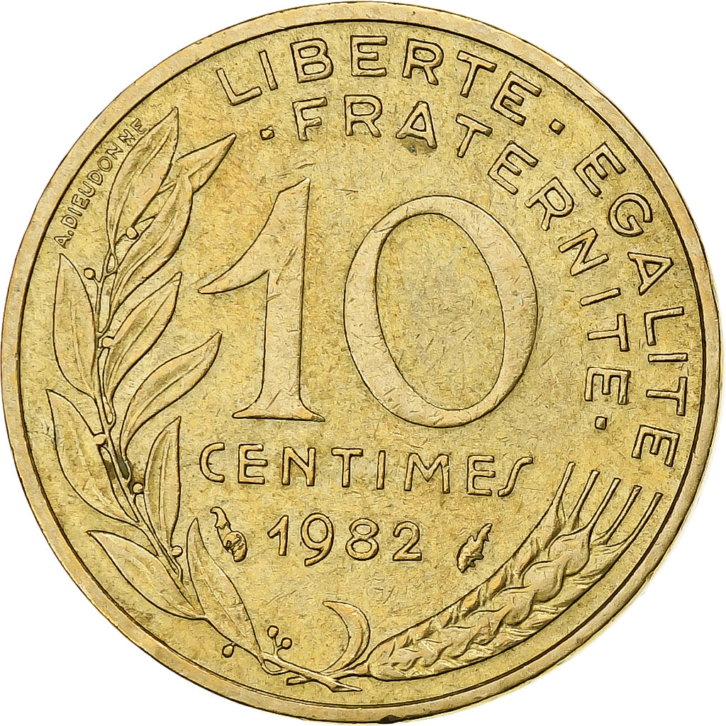 Frankrijk, 10 Centimes, Marianne, 1982, Pessac, Aluminum-Bronze, ZF
