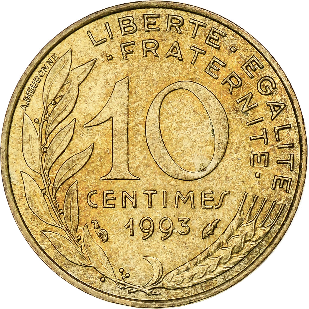Frankrijk, 10 Centimes, Marianne, 1993, Pessac, Aluminum-Bronze, ZF+