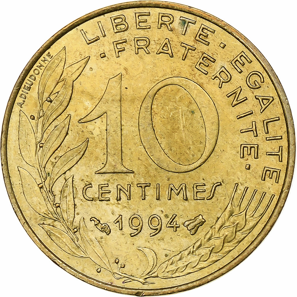 Frankrijk, 10 Centimes, Marianne, 1994, Pessac, Aluminum-Bronze, ZF+