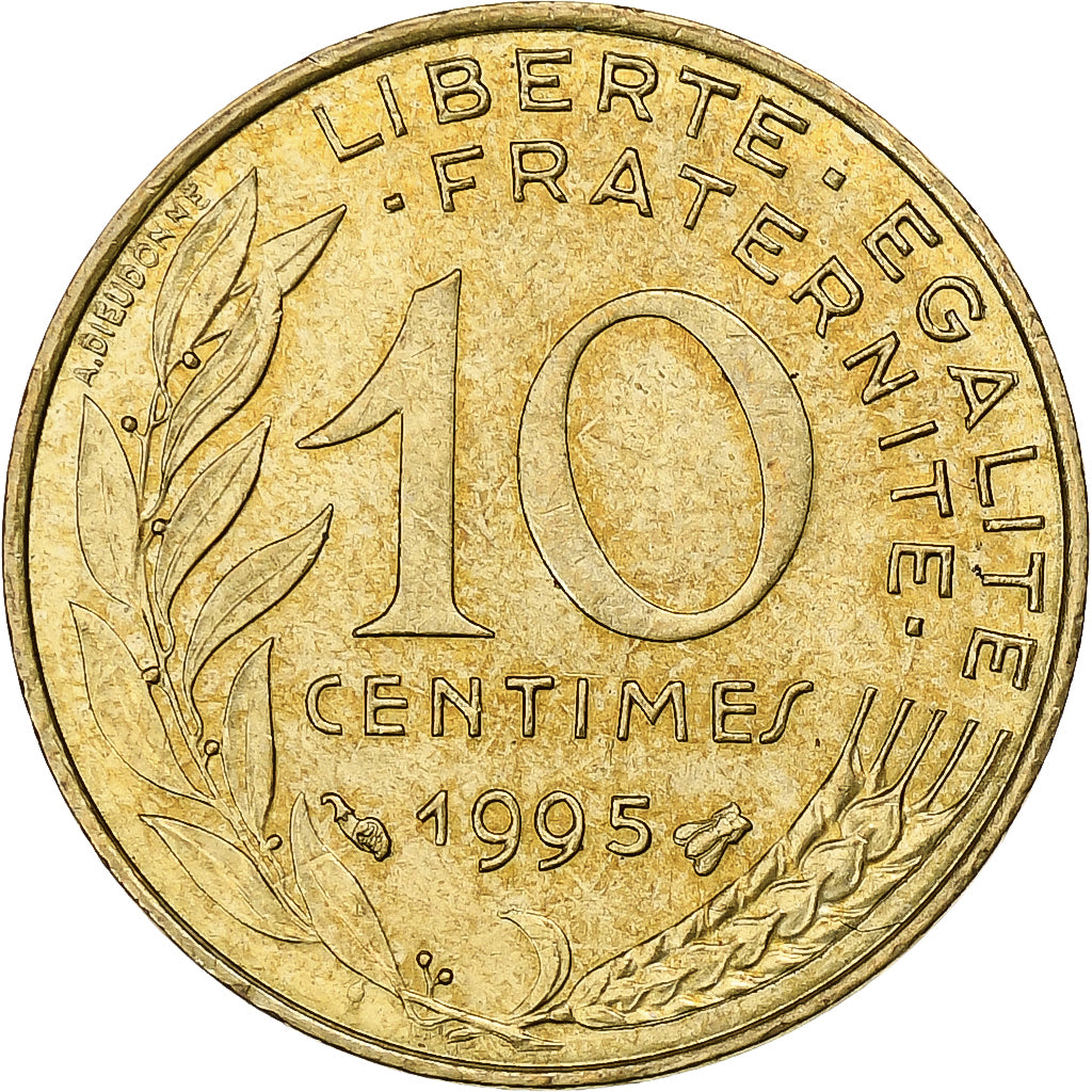Frankrijk, 10 Centimes, Marianne, 1995, Pessac, Aluminum-Bronze, ZF+