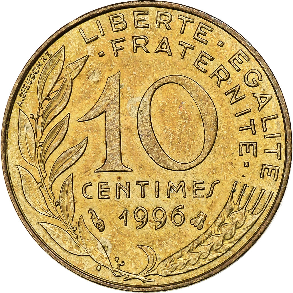 Frankrijk, 10 Centimes, Marianne, 1996, Pessac, Aluminum-Bronze, ZF+