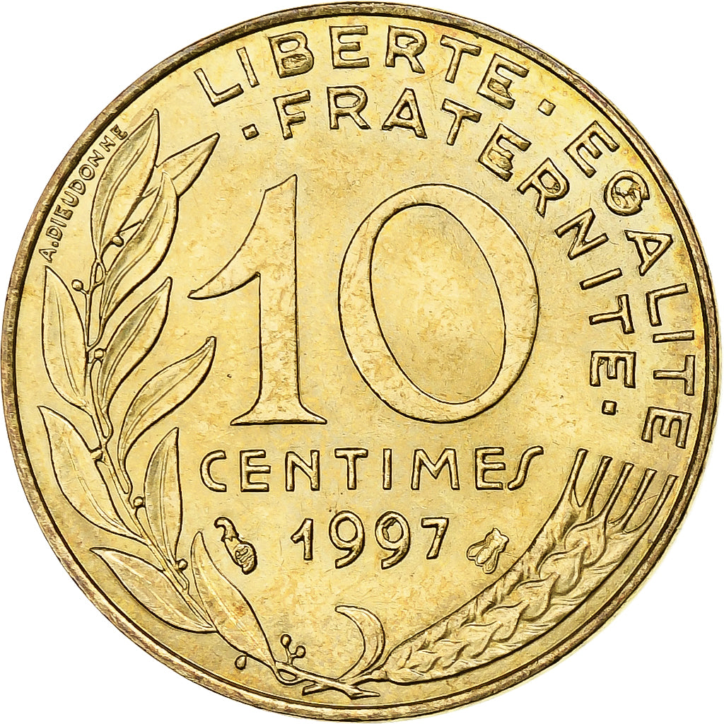 Frankrijk, 10 Centimes, Marianne, 1997, Pessac, Aluminum-Bronze, ZF+