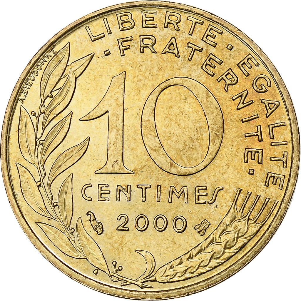 Frankrijk, 10 Centimes, Marianne, 2000, Pessac, Aluminum-Bronze, ZF+
