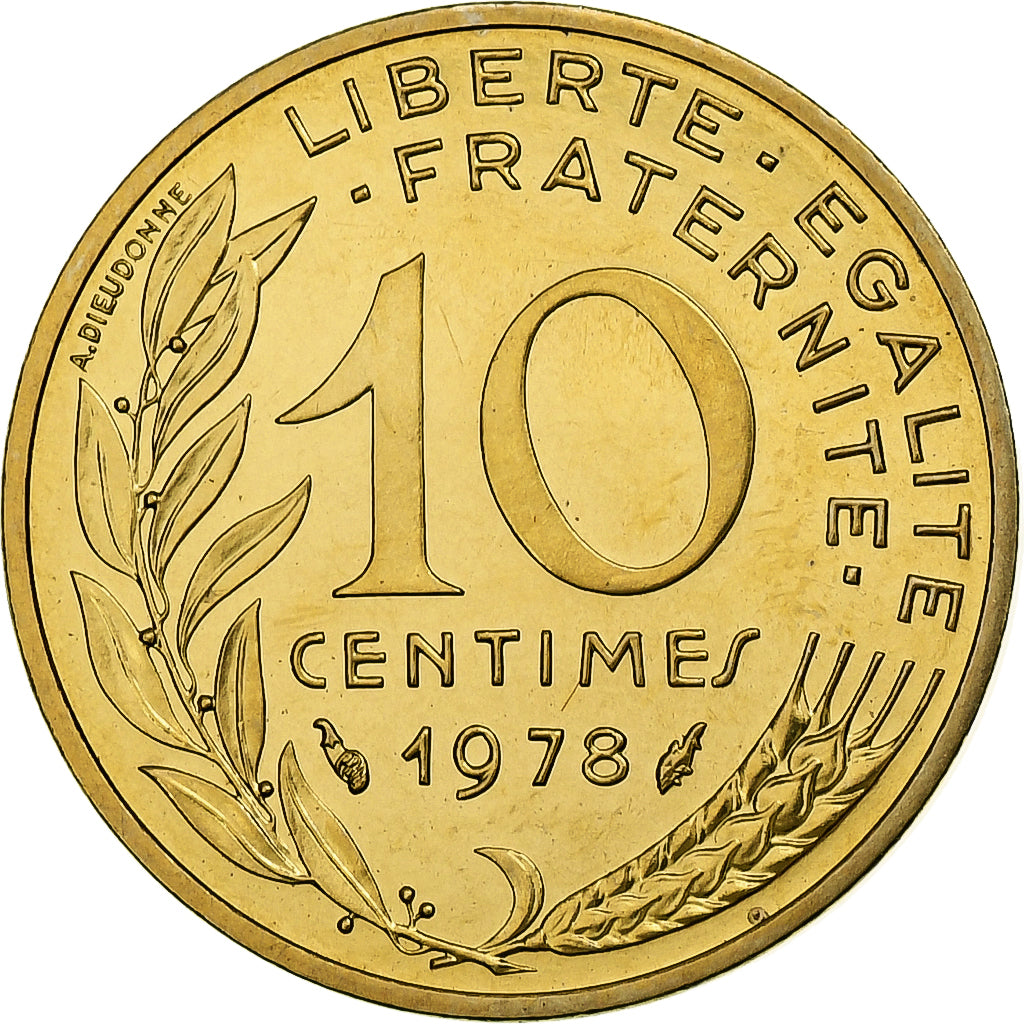 Frankrijk, 10 Centimes, Marianne, 1978, Paris, Aluminum-Bronze, UNC-