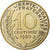 França, 10 Centimes, Marianne, 1990, Paris, Alumínio-Bronze, MS(63)