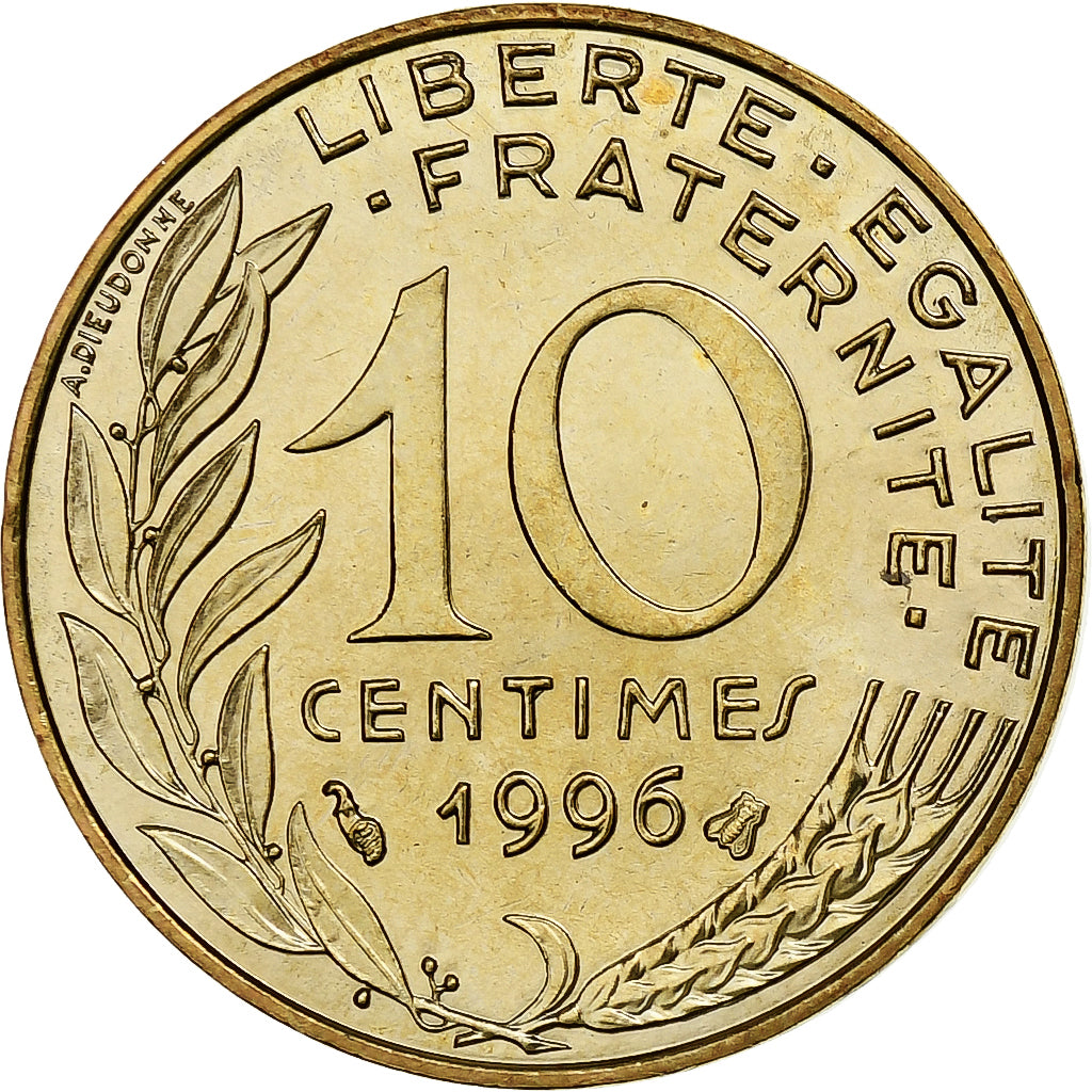 Frankrijk, 10 Centimes, Marianne, 1996, Paris, Aluminum-Bronze, UNC-