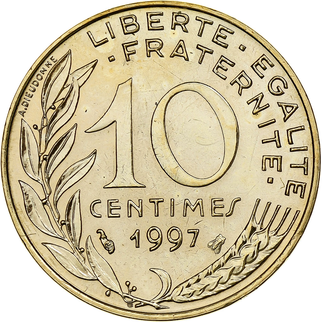 Frankrijk, 10 Centimes, Marianne, 1997, Paris, Aluminum-Bronze, UNC-