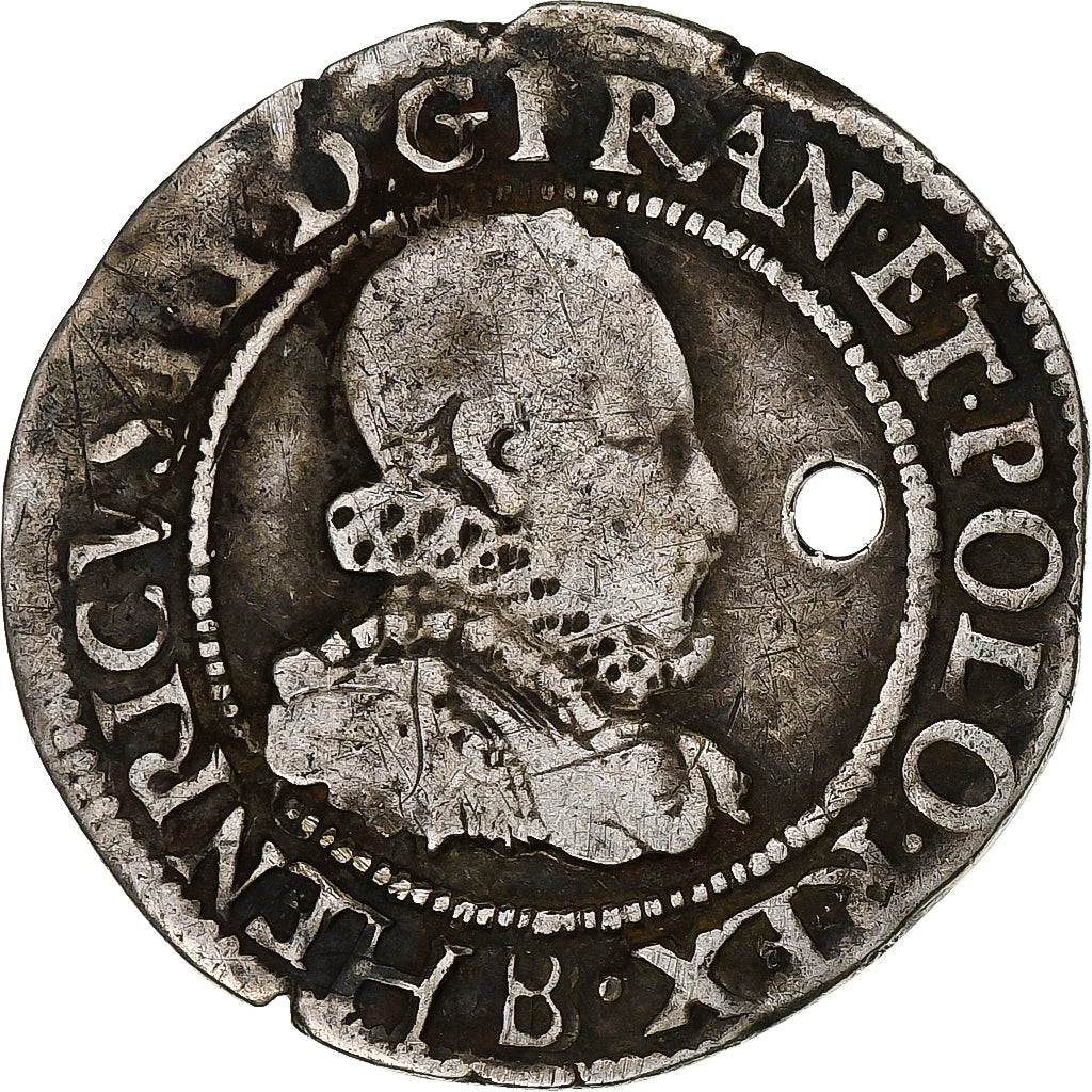 Francja, 1/4 Franc col fraisé, 1577, Rouen, Srebro, VF(30-35), Gadoury:480