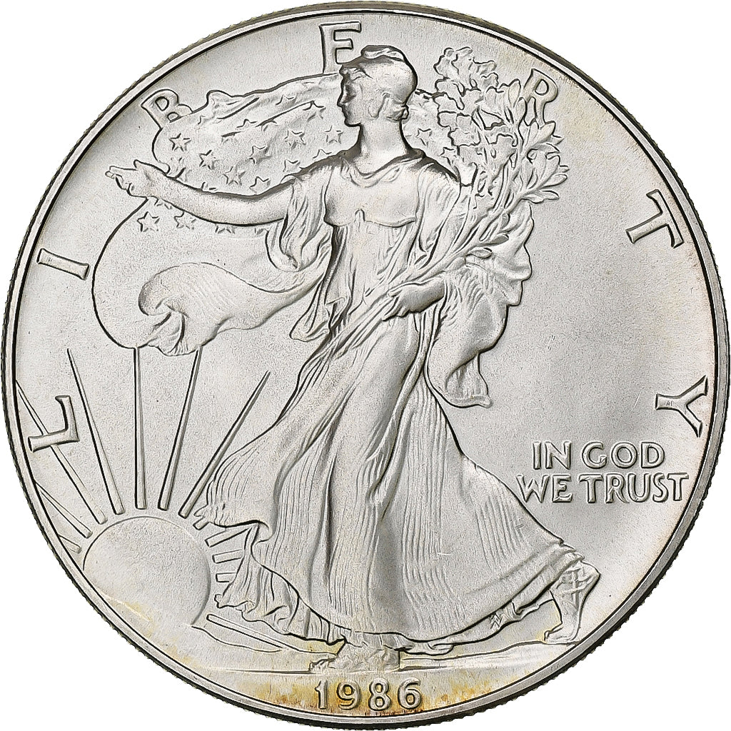 United States, 1 Dollar, 1 Oz, Silver Eagle, 1986, Philadelphia, Silver, MS(64)