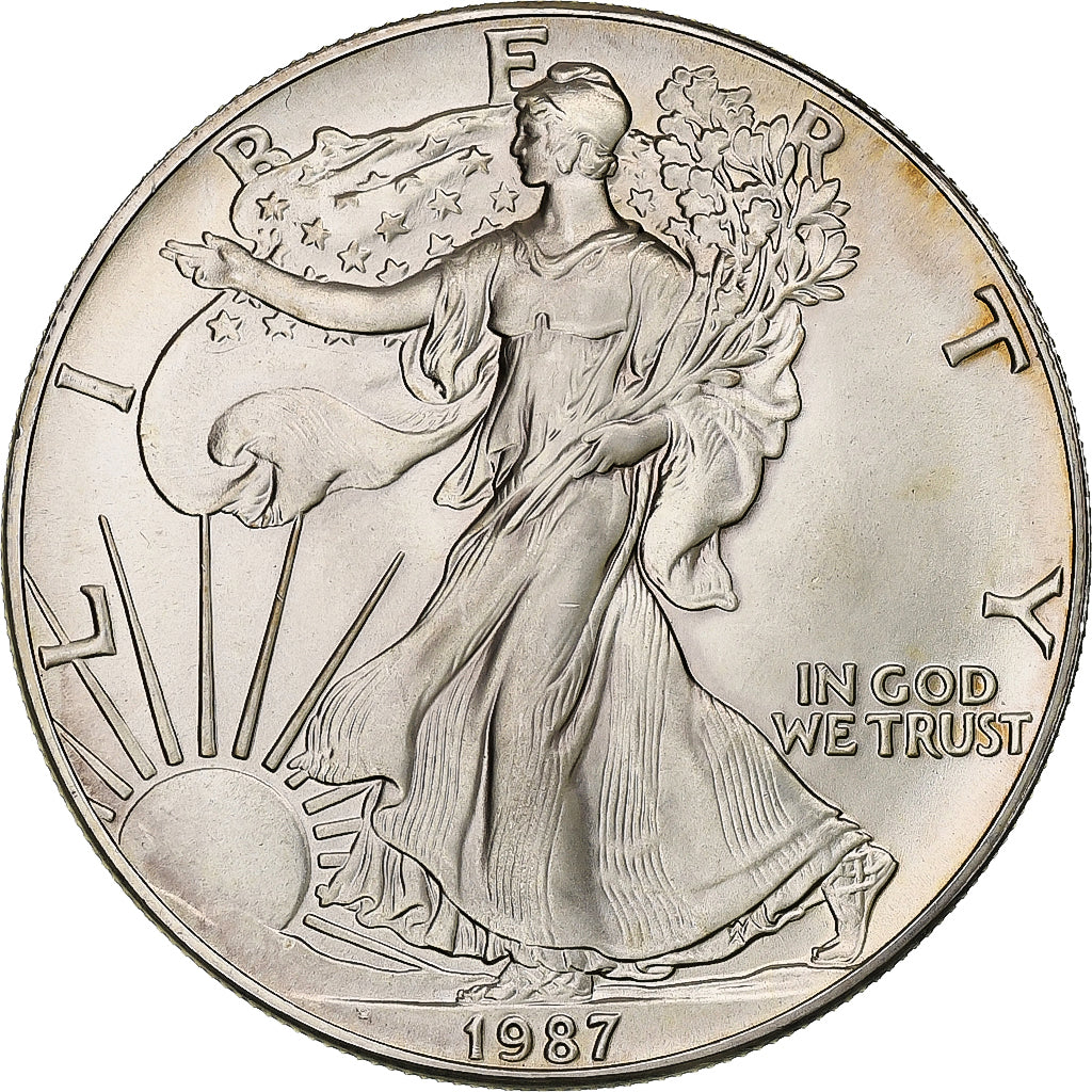 United States, 1 Dollar, 1 Oz, Silver Eagle, 1987, Philadelphia, Silver, MS(64)