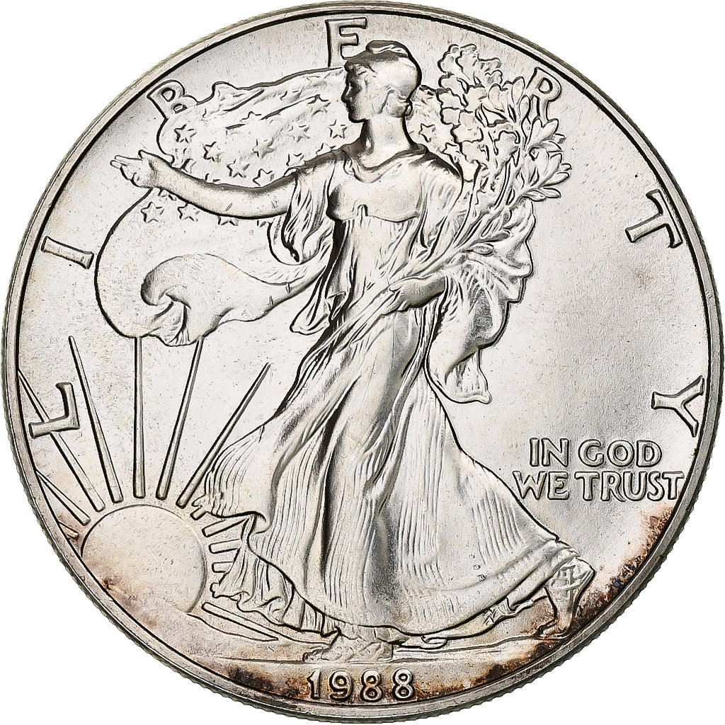 United States, 1 Dollar, 1 Oz, Silver Eagle, 1988, Philadelphia, Silver, MS(64)
