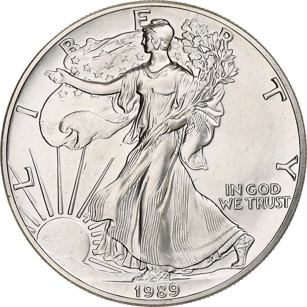 United States, 1 Dollar, 1 Oz, Silver Eagle, 1989, Philadelphia, Silver, MS(64)