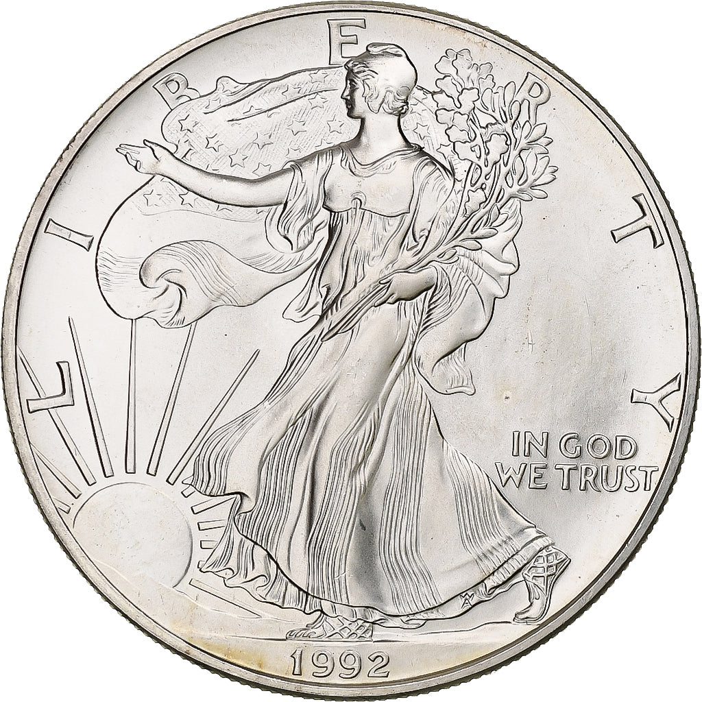 États-Unis, 1 Dollar, 1 Oz, Silver Eagle, 1992, Philadelphie, Argent, SPL+