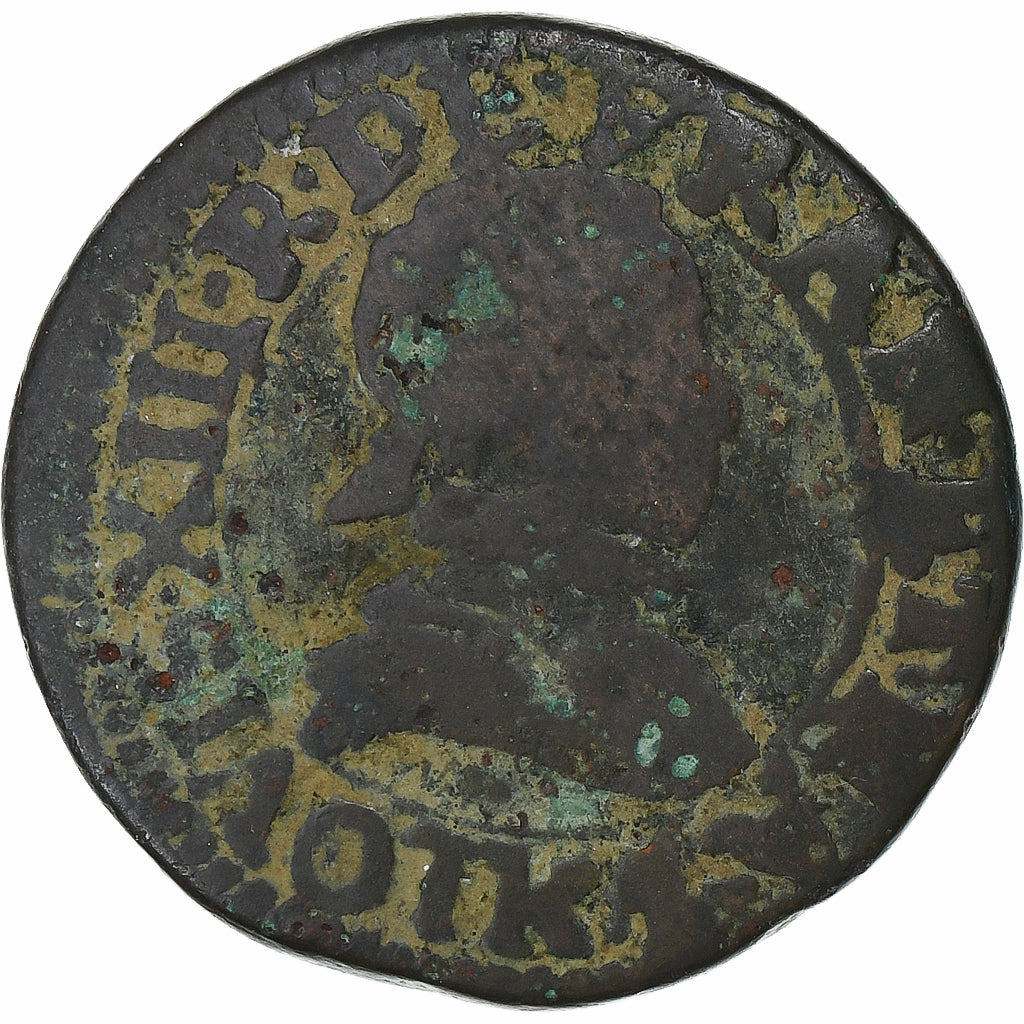 France, Louis XIII, Double Tournois, 1620, Bordeaux, Cuivre, B+, Gadoury:5