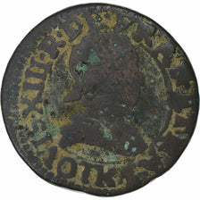 France, Louis XIII, Double Tournois, 1620, Bordeaux, Cuivre, B+, Gadoury:5