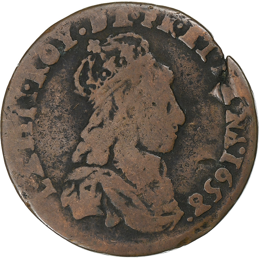 Frankrijk, Louis XIV, Liard, 1658, Meung-sur-Loire, Koper, FR, Gadoury:80