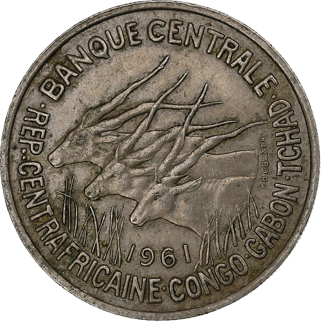 Staten van Centraal Afrika, 50 Francs, 1961, Monnaie de Paris, Cupro-nikkel, ZF