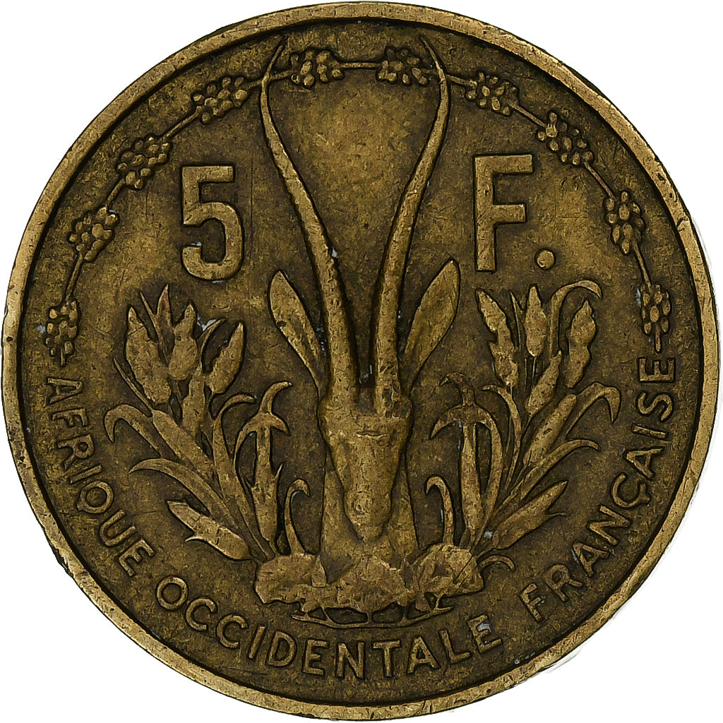 French West Africa, 5 Francs, 1956, Monnaie de Paris, Aluminum-Bronze, S+, KM:5