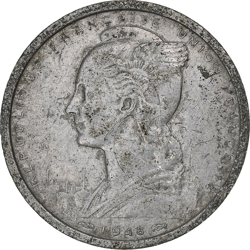 África Ocidental, 2 Francs, 1948, Monnaie de Paris, Alumínio, VF(30-35), KM:5