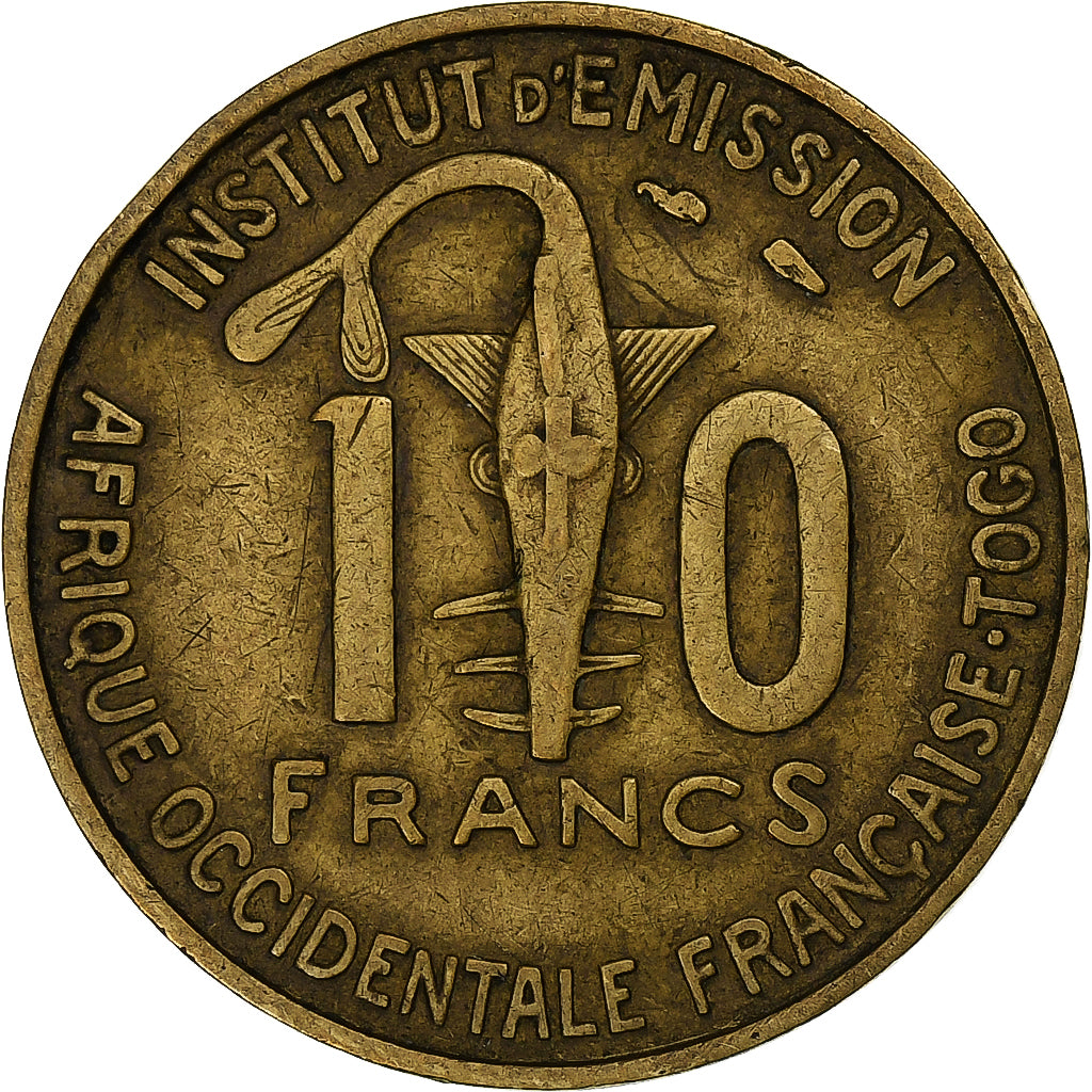 Togo, 10 Francs, 1957, Monnaie de Paris, Aluminium-Brąz, EF(40-45), KM:8