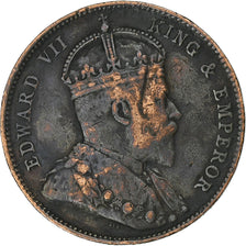 Straits Settlements, Edward VII, 1/2 Cent, 1908, Calcutta, Miedź, EF(40-45)