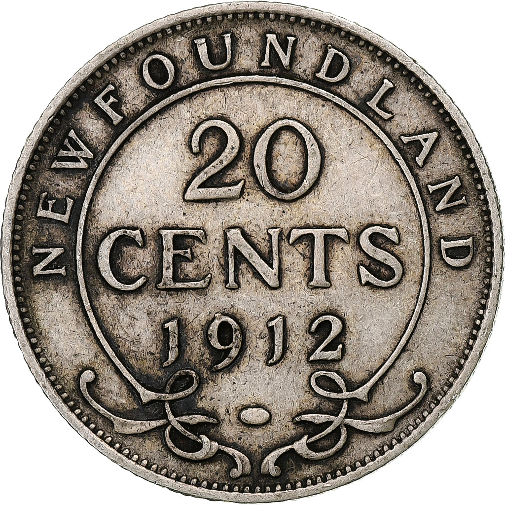 Newfoundland, George V, 20 Cents, 1912, London, Silver, VF(30-35), KM:15