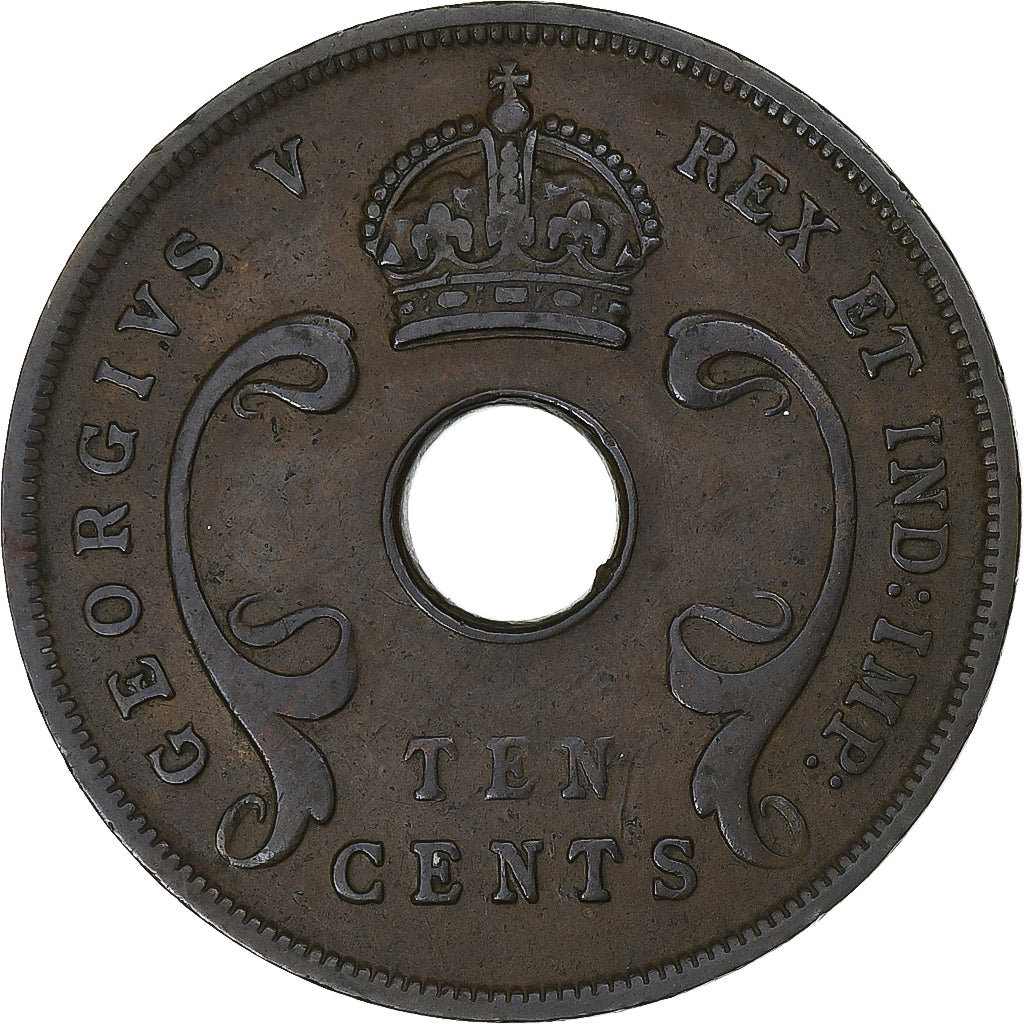Afrique Orientale, George V, 10 Cents, 1928, Londres, Bronze, TTB, KM:19