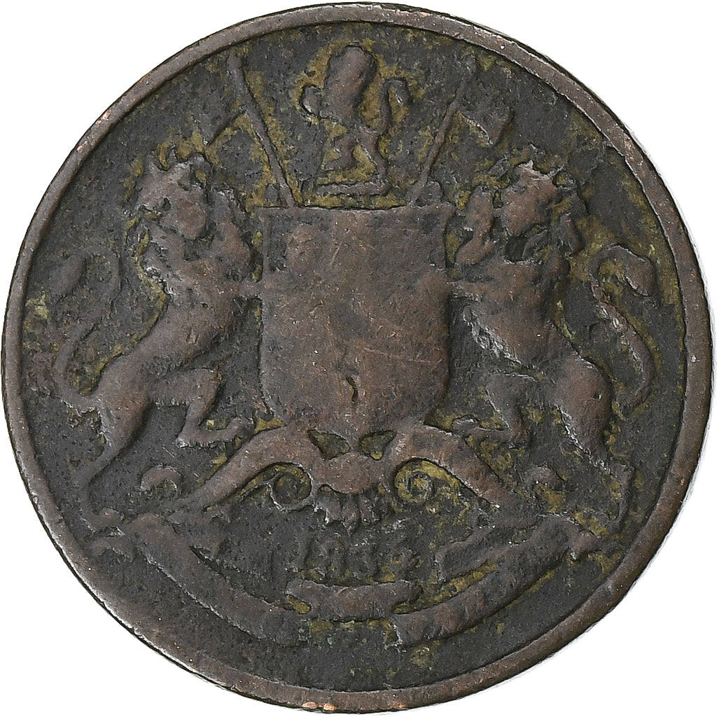 Inde britannique, William IV, 1/2 Anna, 1835, Cuivre, TB+, KM:445