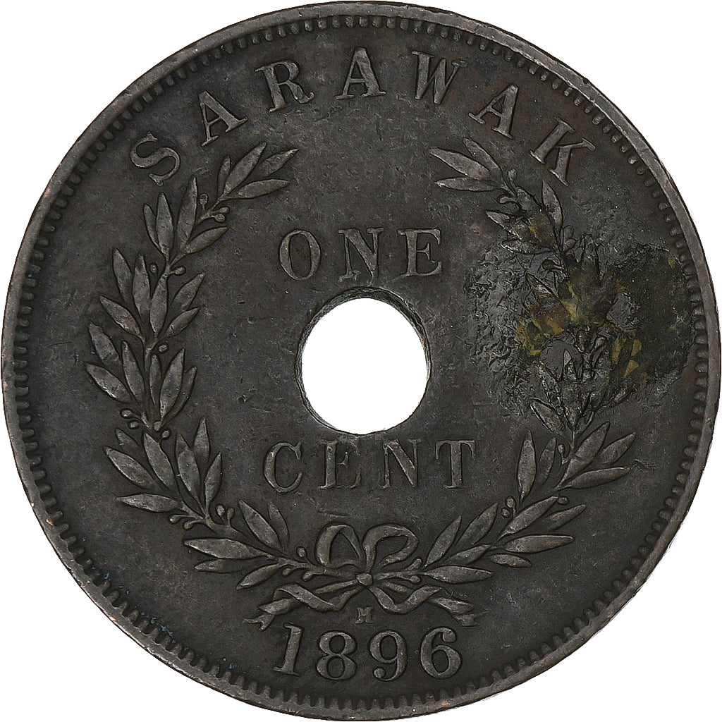 Sarawak, Charles J. Brooke, Cent, 1896, Heaton, Copper, EF(40-45), KM:7