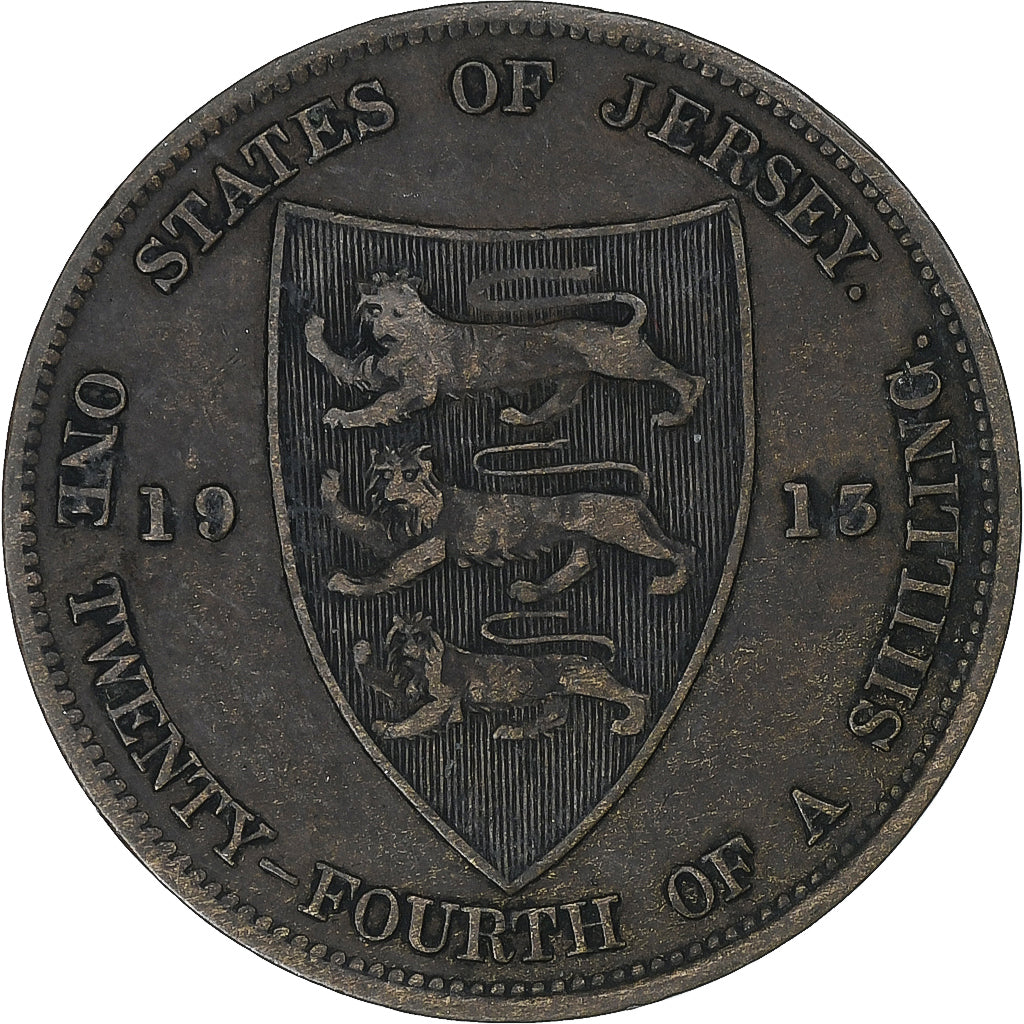 Jersey, George V, 1/24 Shilling, 1913, London, Bronzen, ZF, KM:11