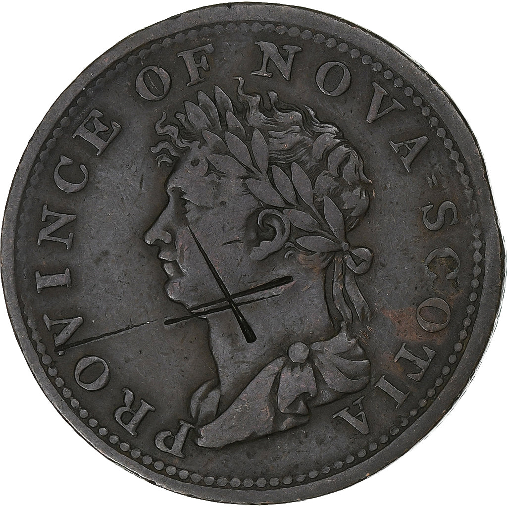 Canada, Halfpenny Token, George IV, 1823, Bronze, Nova Scotia, VF(30-35)