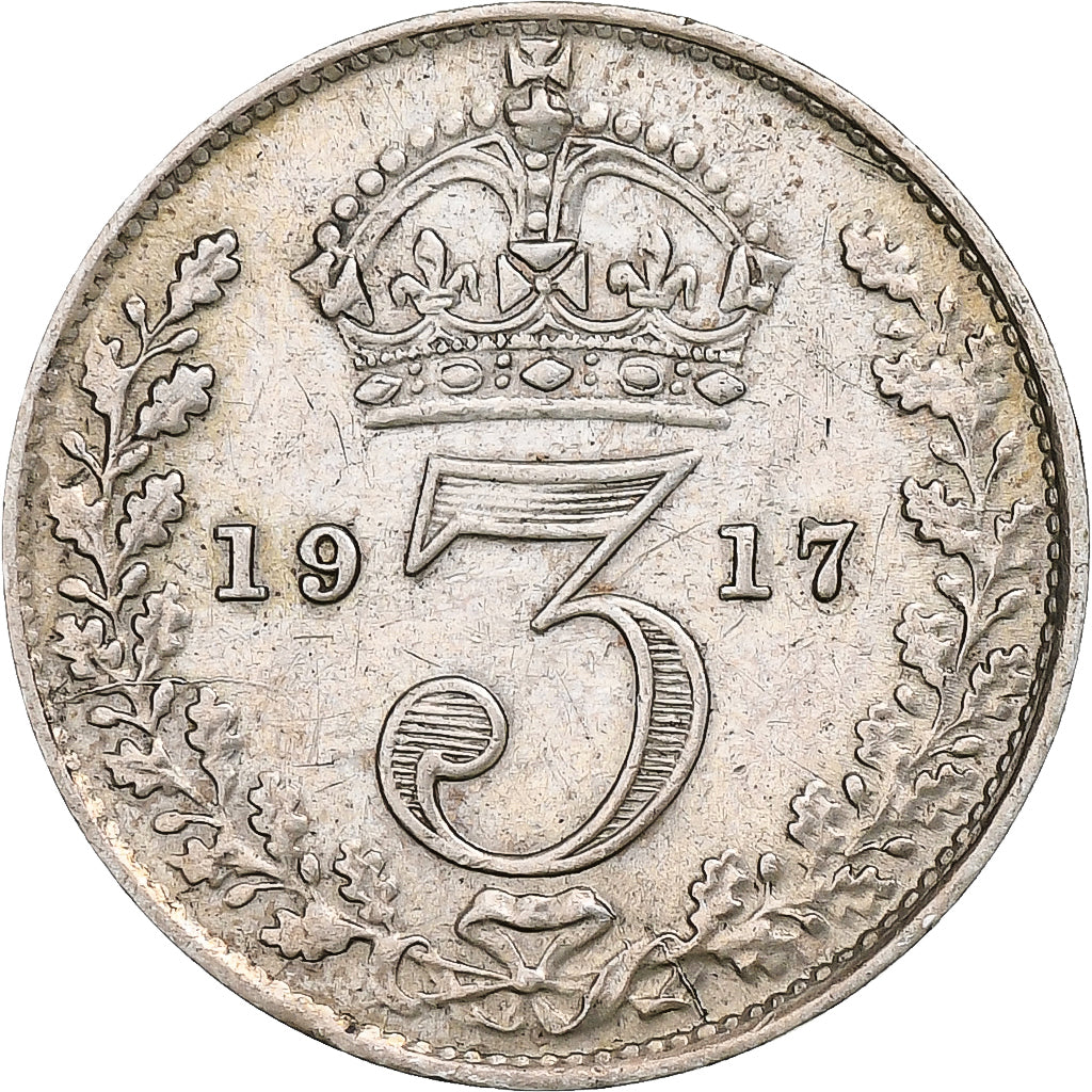 United Kingdom, George V, 3 Pence, 1917, London, Silver, AU(50-53), KM:813