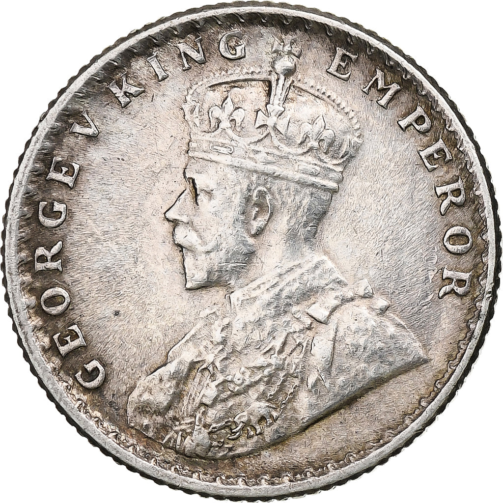 INDIA - BRITANNICA, George V, 1/4 Rupee, 1918, Calcutta, Argento, BB+, KM:518