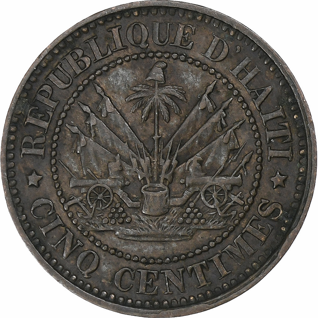 Haiti, Geffrard, 5 Centimes, 1863, Heaton, Bronze, EF(40-45), KM:39
