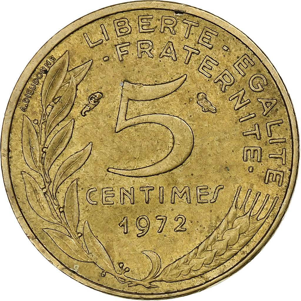 Francia, 5 Centimes, Marianne, 1972, Paris, Alluminio-bronzo, BB, Gadoury:175