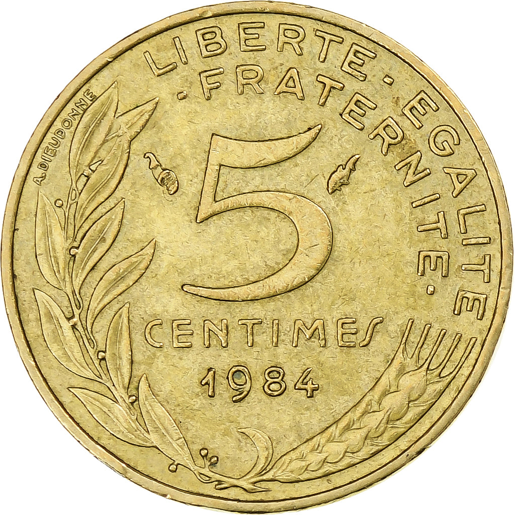 Francia, 5 Centimes, Marianne, 1984, Pessac, Alluminio-bronzo, BB, Gadoury:175