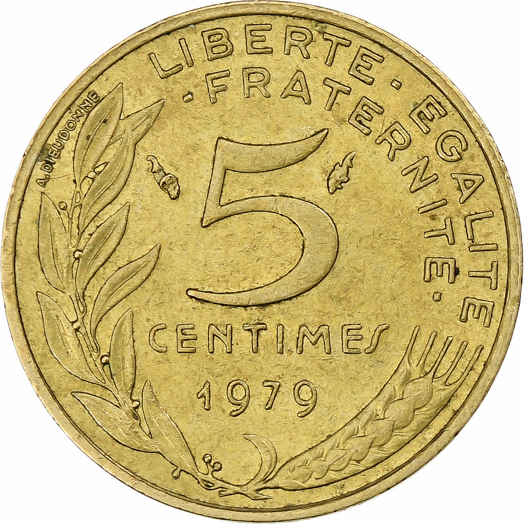 Francia, 5 Centimes, Marianne, 1979, Pessac, Alluminio-bronzo, BB, Gadoury:175