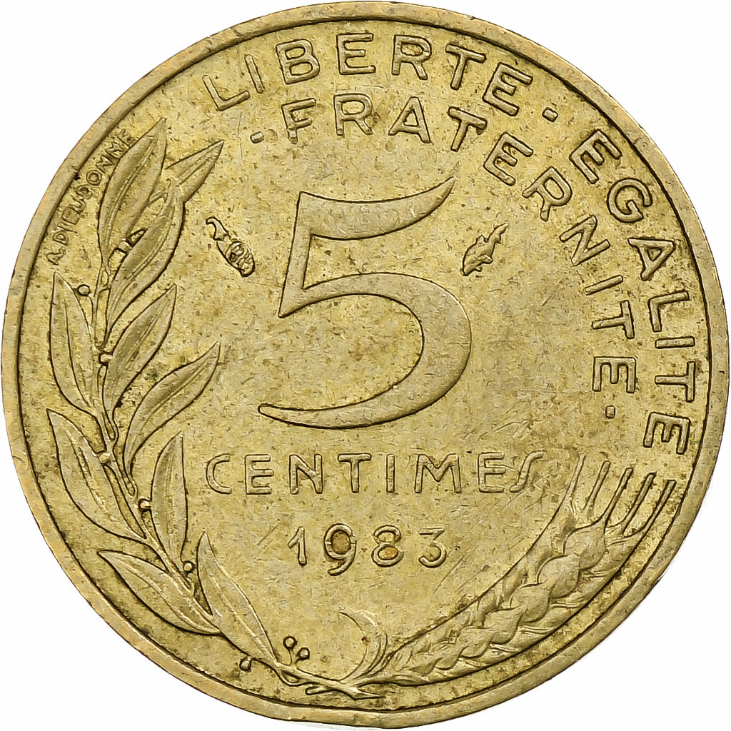 Francia, 5 Centimes, Marianne, 1983, Pessac, Alluminio-bronzo, BB, Gadoury:175