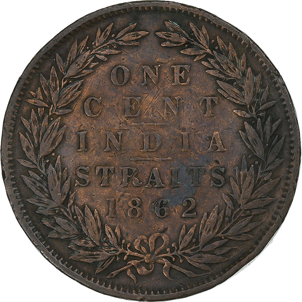 Straits Settlements, Victoria, Cent, 1862, Calcutta, Copper, VF(30-35), KM:6