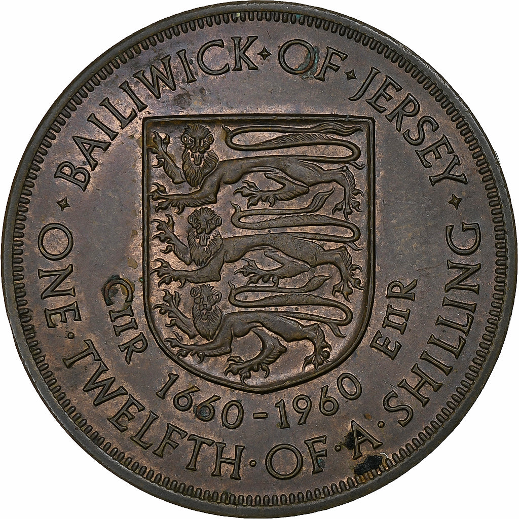Jersey, Elizabeth II, 1/12 Shilling, 1960, Londres, Bronze, SUP, KM:23