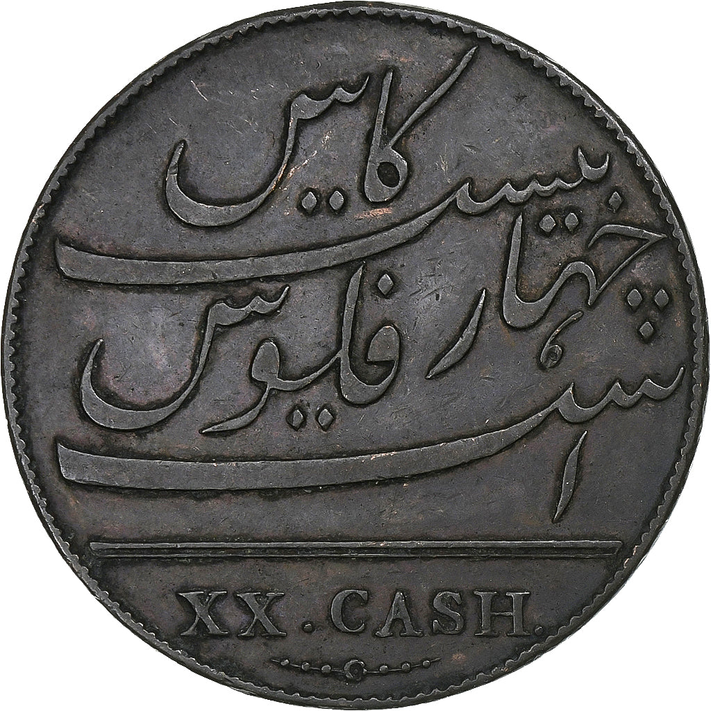 INDIE BRYTYJSKIE, MADRAS PRESIDENCY, 20 Cash, 1803, Soho, Miedź, VF(30-35)