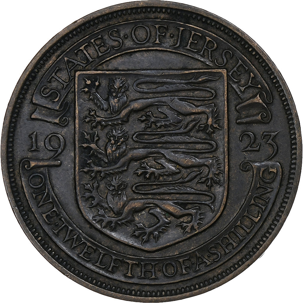 Jersey, George V, 1/12 Shilling, 1923, London, Bronzo, BB, KM:13