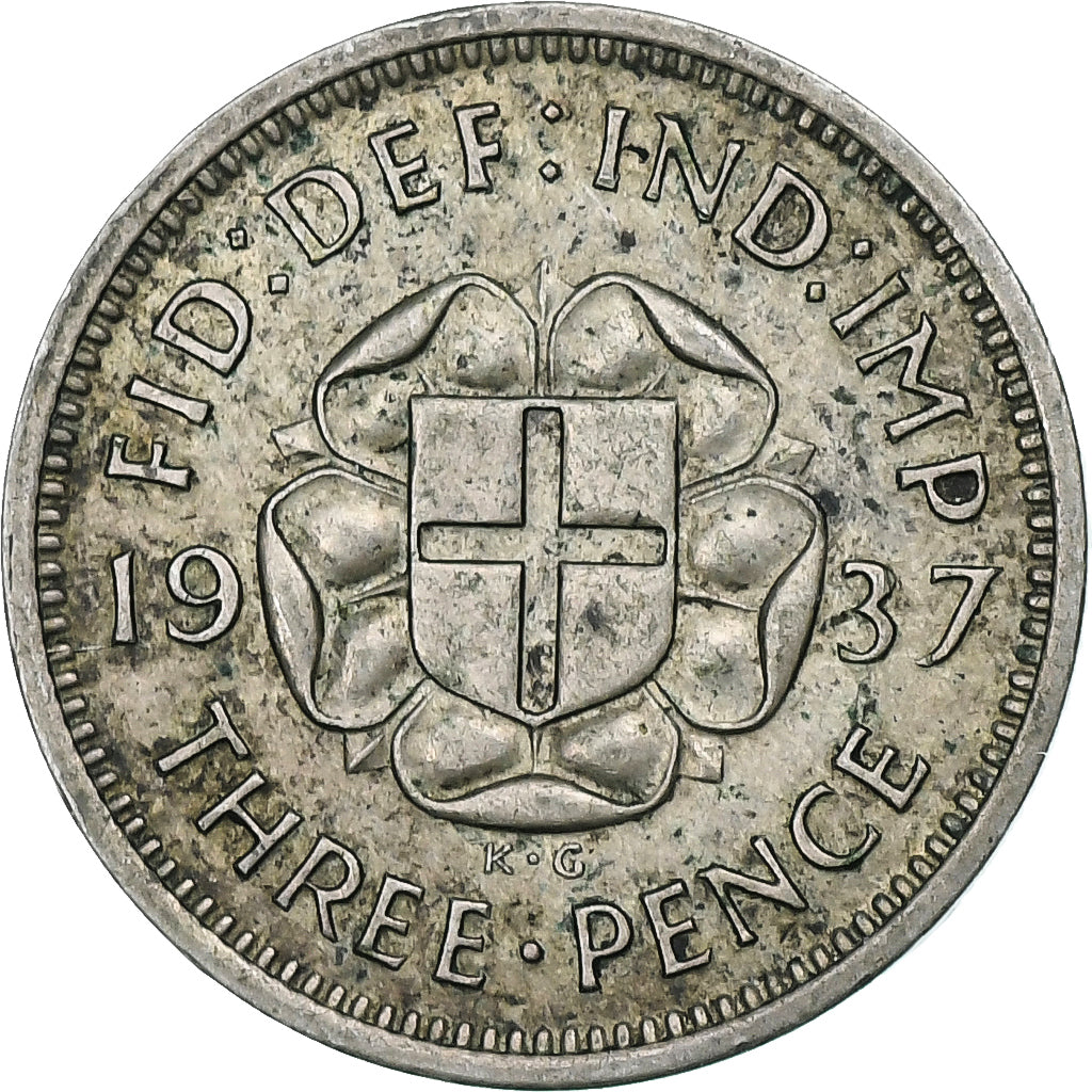 United Kingdom, George VI, 3 Pence, 1937, London, Silver, EF(40-45), KM:848