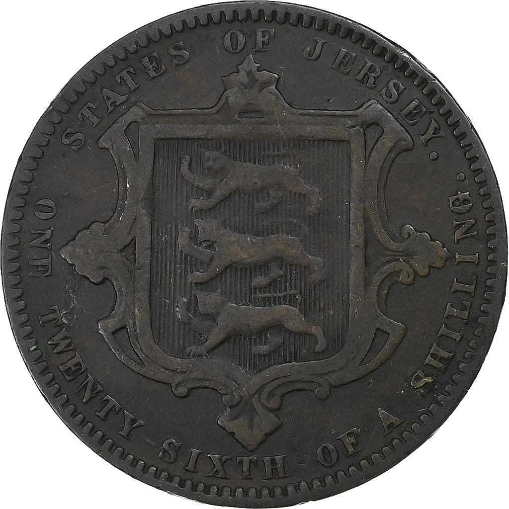 Jersey, Victoria, 1/26 Shilling, 1866, London, Bronze, VF(30-35), KM:4