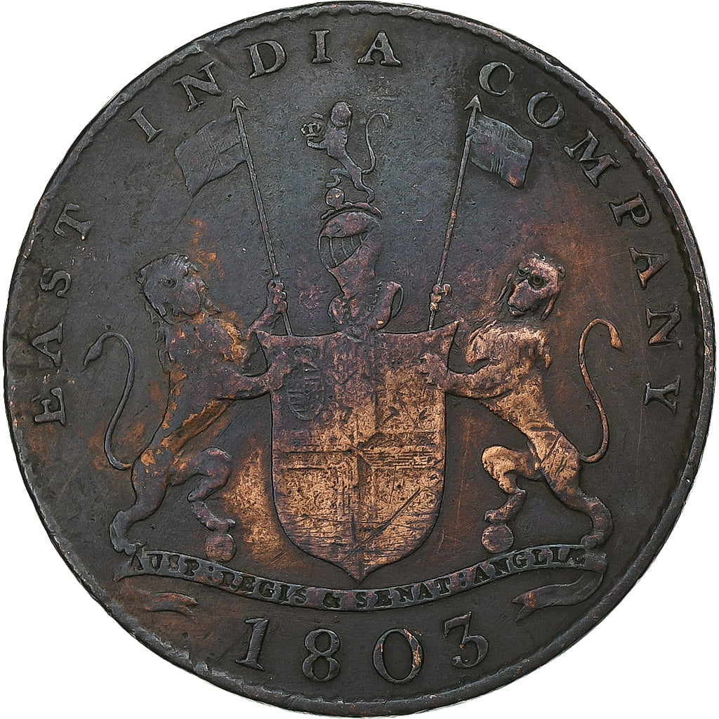 Inde britannique, MADRAS PRESIDENCY, 10 Cash, 1803, Soho, Cuivre, TB+, KM:319