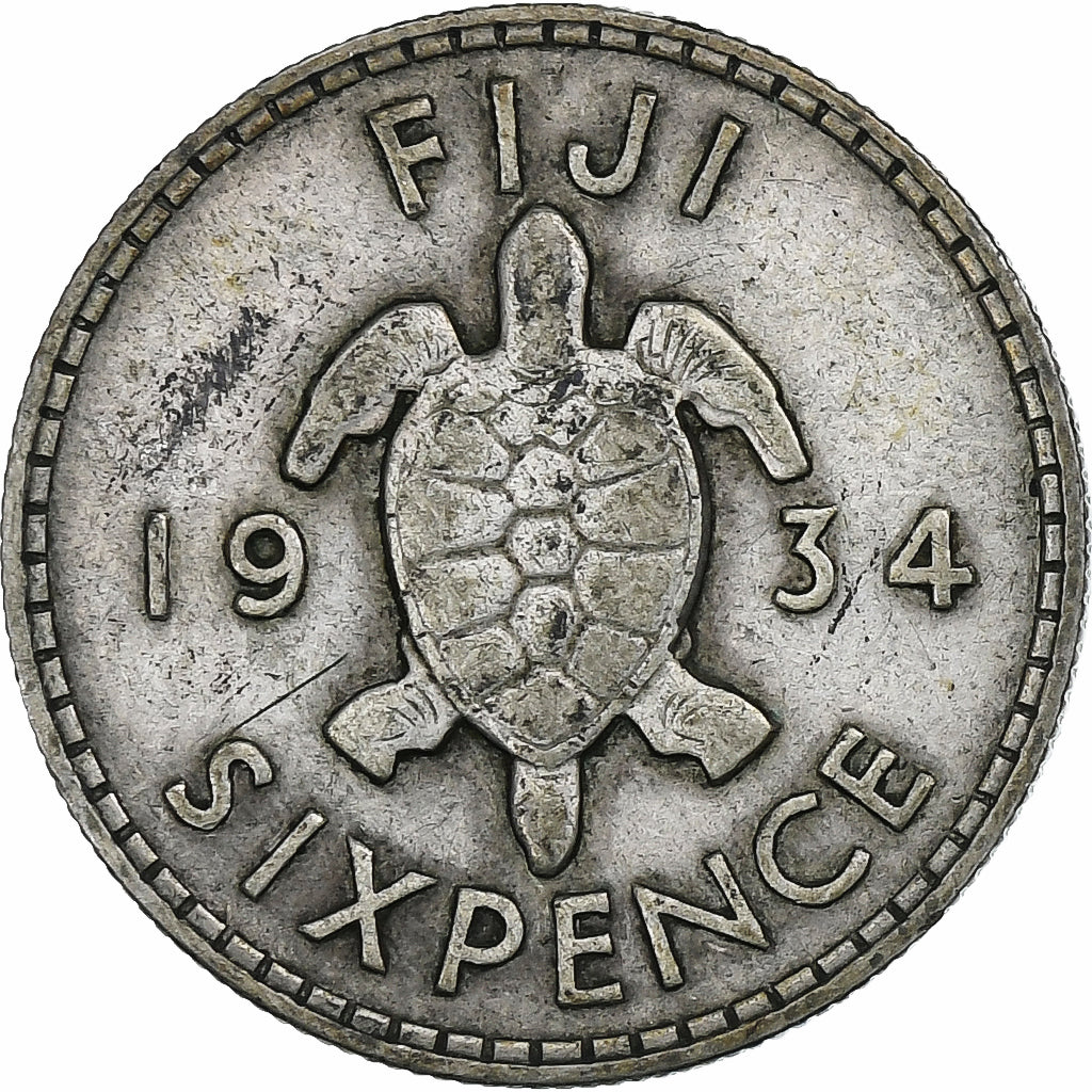 Fiji, George V, 6 Pence, 1934, London, Silver, EF(40-45), KM:3
