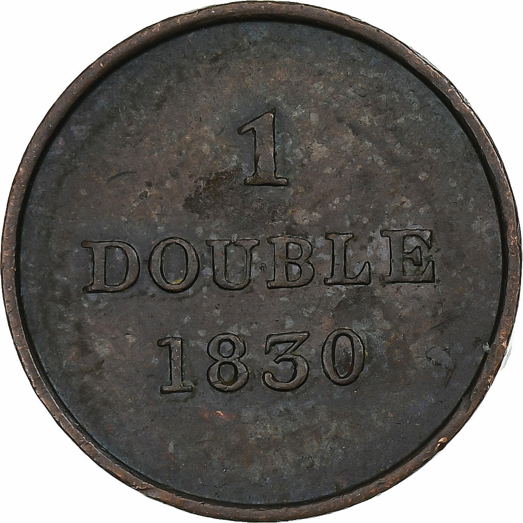 Guernesey, Double, 1830, Soho, Cobre, EF(40-45), KM:1